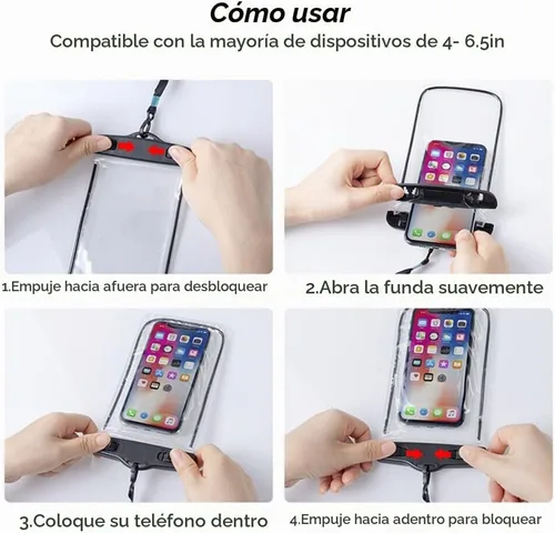 Vista 2 de Baiao Bolsa impermeable para teléfono, funda impermeable de 8.3 pulgadas para iPhone 16, 15, 14, 13 Pro Max, IPX8, bolsa seca para teléfono celular