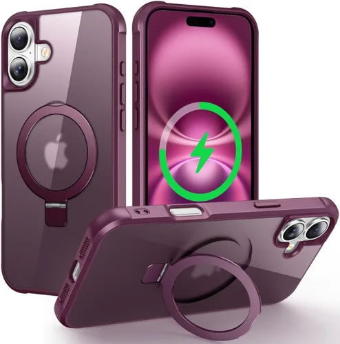 Vista 152 de CHAOFEnG Funda magnética compatible con iPhone 11 con soporte, prueba de caídas de grado militar, compatible con imán, anillo translúcido, parte