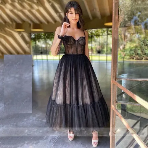 Vista 5 de Ci-ONE Madre de la novia vestido de novia Vintage punteado vestido de novia de la longitud del té vestidos de baile de la princesa