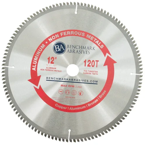 Vista 9 de Benchmark Abrasives Hoja de sierra circular TCT de 10 pulgadas con punta de carburo de tungsteno con eje de 5/8 pulgadas para cortar aluminio