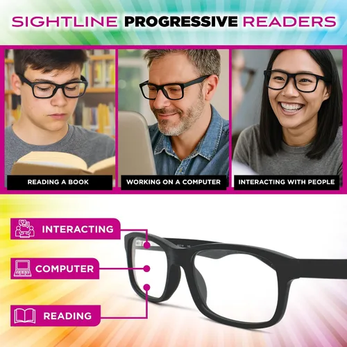 Vista 6 de Sightline H 120 Gafas de Lectura Progresivas Multifoco de Calidad Premium con Marco de Acetato y Lentes con Recubrimiento AR