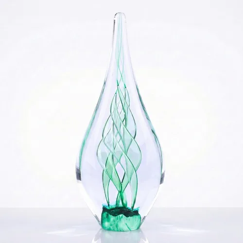 Vista 9 de Escultura de vidrio soplado a mano, decoración de estilo Murano, figuras de colección de arte de vidrio transparente, estatua decorativa de lágrima
