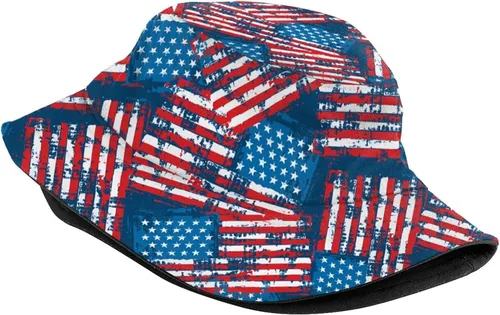 Vista 2 de Sombreros de pescador con bandera de Estados Unidos, para el Día de la Independencia, patriótico, verano, viajes, playa, sombrero de pescador
