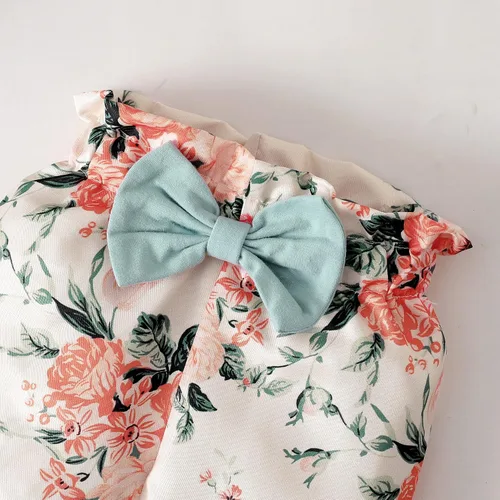 Vista 8 de SUNNY PIGGY Ropa para bebé recién nacida, con volantes, mameluco de algodón floral, conjunto de pantalones de algodón para niñas