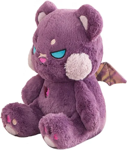 Vista 2 de ELAINREN Oso de peluche morado gótico, animales de peluche espeluznantes de Halloween Oso de peluche de decoración de regalo/30 cm