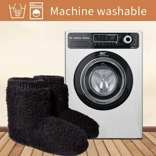 Vista 6 de Pantuflas cómodas y cálidas de forro polar sintético para mujer, con forro de felpa, suela antideslizante para interiores y exteriores