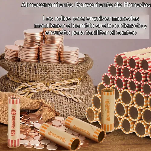 Vista 5 de Outus 192 unidades de rollos de envoltorios de monedas preformados surtidos Colorido