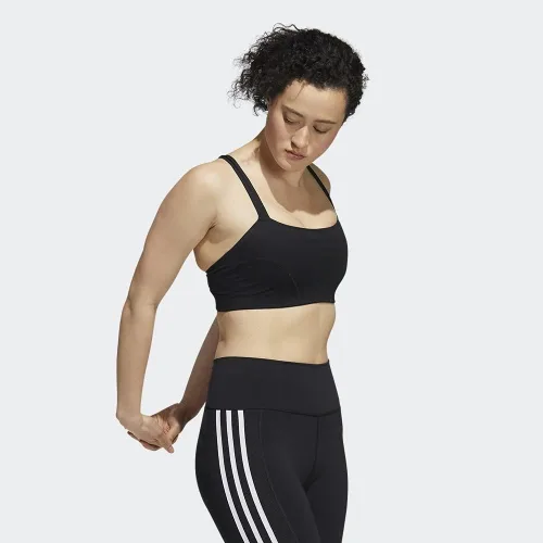 Vista 2 de adidas Sujetador de yoga ligero para mujer, blanco, (Wonder White)