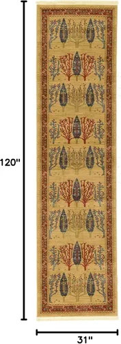 Vista 2 de Unique Loom Fars Collection - Alfombra moderna de diseño botánico inspirado en tribal, 2 pies 7 pulgadas x 10 pies 0 pulgadas, bronceado/rojo