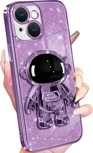 Vista 40 de Buleens Funda para iPhone 11 Pro Max Astronauta, Fundas Transparentes para iPhone 11 ProMax con Papel con Purpurina y Soporte de Astronauta, Mujeres