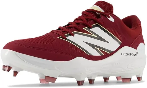 Vista 10 de New Balance Fresh Foam 3000 V7 - Zapatos de béisbol moldeados para hombre, color rojo mercurio/dorado, talla 6.5 M