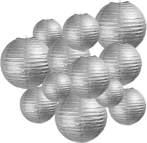 Vista 9 de 10 linternas de papel blanco para decoración de fiesta, 16 pulgadas, grandes, de papel redondo chino, para colgar, linternas gigantes