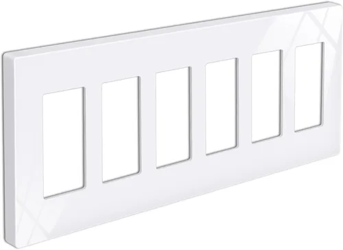 Vista 20 de BESTTEN Placa de pared sin tornillos de 5 segmentos, cubierta de enchufe decorador, placa decorativa para interruptor, serie blanca nieve brillante