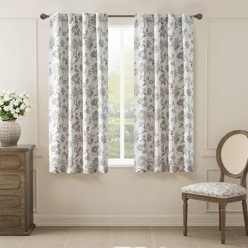 Vista 16 de jinchan Cortinas Opacas Florales para Dormitorio, 63 Pulgadas de Largo Cortinas Opacas con Estampado de Flores, Estilo Campo Francés con Pestañas
