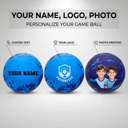 Vista 3 de Balón de fútbol personalizado – Nombre, foto, número o logotipo – Pelota de partido y entrenamiento de tamaño oficial 5 – Pelota de regalo de cuero