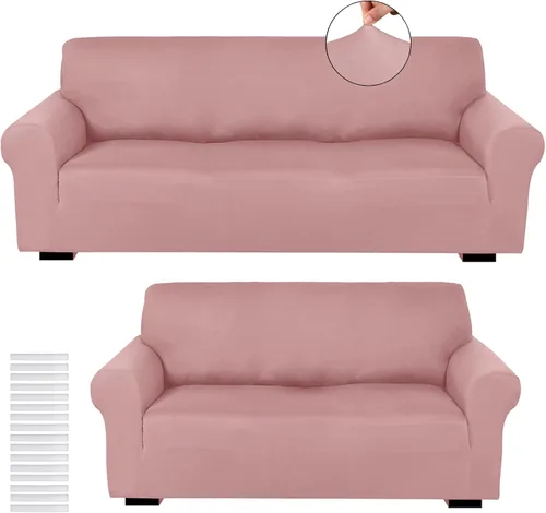 Vista 9 de Peryiter Juego de 2 fundas para sofá de dos plazas Fundas para muebles para sala de estar para sofá, sillón, ajuste elástico, a prueba de arrugas