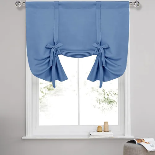 Vista 47 de DWCN Cortinas Opacas - Persiana Enrollable con Lazos para Ventana, Aislamiento Térmico, Oscurecimiento de Habitación, Cortinas con Bolsillo