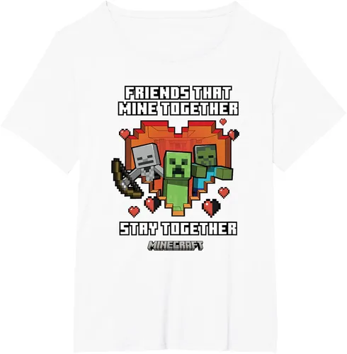 Vista 39 de Minecraft Camiseta de San Valentín Friends That Mine Together Mobs, Negro