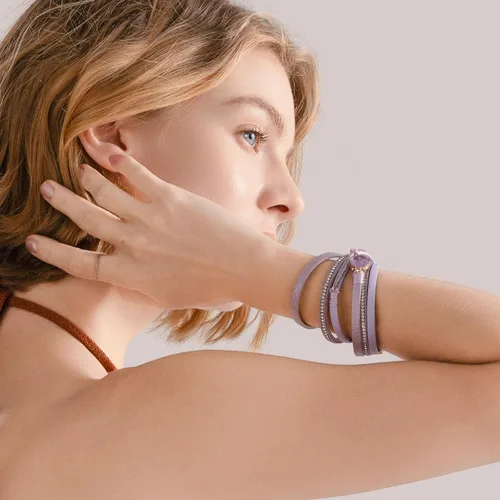 Vista 57 de FANCY SHINY - Pulsera de cuero estilo bohemio, pulsera de cuentas de cristal con cierre magnético, regalos de joyería para mujer