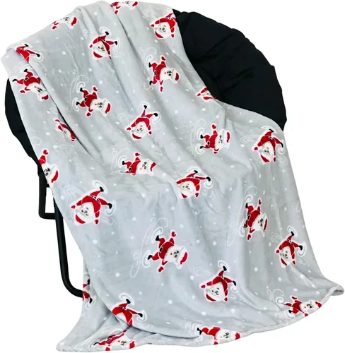 Vista 22 de Manta de Forro Polar para las Fiestas Navideñas: Corona Tradicional de Decoración del Hogar con Saludos Cheers Merry Peace Joy sobre Fondo Beige