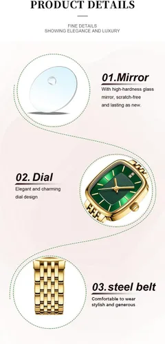 Vista 4 de BESTKANG Reloj rectangular de moda casual para mujer, reloj de pulsera de cuarzo con pulsera de acero inoxidable, resistente al agua.