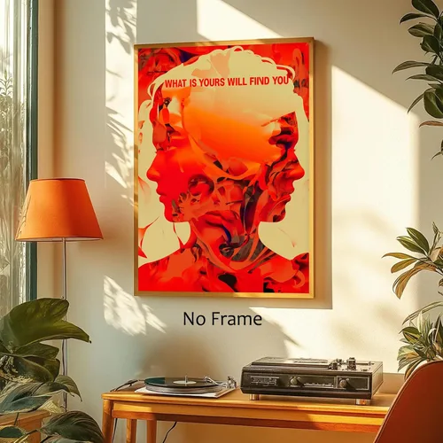 Vista 3 de Pósteres retro hippie trippy vintage rojo de los años 70 y 80, arte de pared de moda, impresiones en lienzo con citas inspiradoras de afirmación