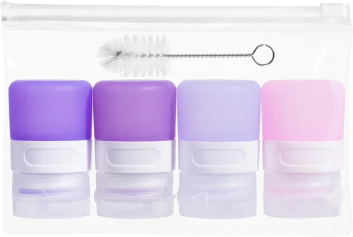 Vista 30 de MICEBAY Botellas exprimibles de condimentos para salsas, mini recipiente de silicona para aderezo de ensalada de 1 onza para llevar con bolsa