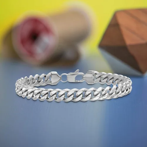 Vista 2 de Nautica Pulsera de cadena cubana de acero inoxidable para hombre, cierre de langosta, Metal, no conocido