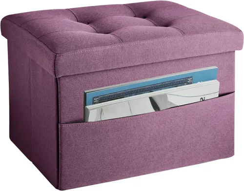 Vista 16 de LINMAGCO Otomana Otomana de almacenamiento con almacenamiento pequeño reposapiés taburete debajo del escritorio, reposapiés plegable corto de tela