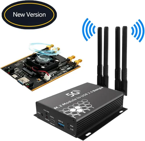 Vista 9 de HLT Adaptador NGFF (M.2) 4G/5G a USB 3.0 con alimentación auxiliar y ventilador enfriador