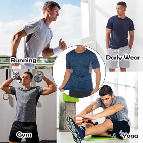 Vista 4 de COOFANDY Paquete de 3-5 camisetas de entrenamiento para hombre manga corta gimnasio culturismo musculación secado rápido fitness