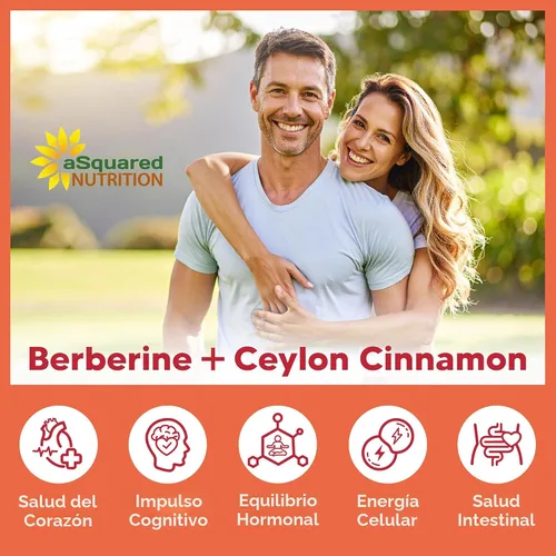 Vista 8 de aSquared Nutrition Suplemento de Berberina con Canela de Ceilán - Complejo de Máxima Potencia de 1400mg - 120 Cápsulas - Extracto en Polvo HCl