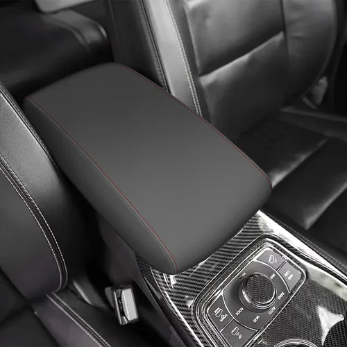 Vista 9 de AOMSAZTO Fundas de cuero negro para apoyabrazos de Grand Cherokee 2011-2021 para Jeep Cojín de consola para Grand Cherokee (no para 2022)