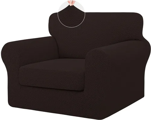 Vista 35 de ISSUNTEX 2 Piezas Fundas para Silla y Sofá de Alta Elasticidad Gruesas, Funda Suave para Sofá de 1 Cojín Separado, Tela Jacquard Funda Elástica