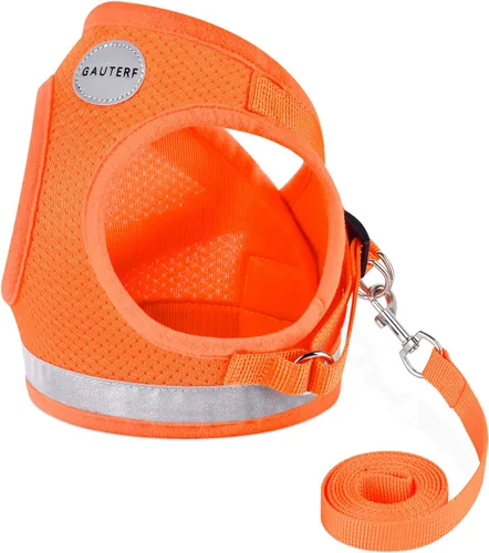 Vista 9 de Arneses para gatos y cachorros con conjunto de correas, arnés para gatos a prueba de escape, chaleco de malla suave reflectante ajustable apto