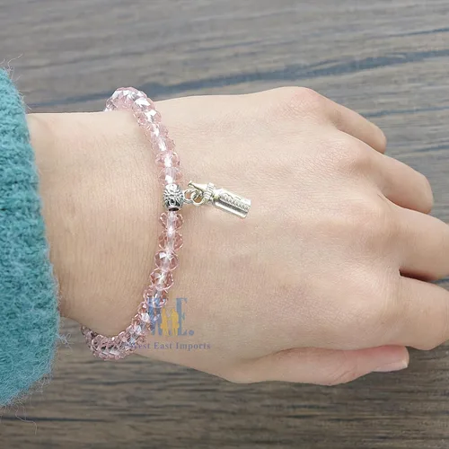 Vista 4 de WE Pulsera elástica de cristal rosa para baby shower (12 piezas)