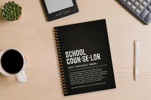 Vista 3 de Tizzer Cuaderno de espiral rayado de tapa dura con definición de consejero escolar para notas de trabajo, diario de 5.5 x 8.3 pulgadas, regalos