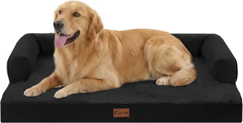 Vista 17 de Cama ortopédica para perros extragrandes, cama de espuma XL con forma de caja de huevos impermeable con lados 45x35 pulgadas, cama de sofá