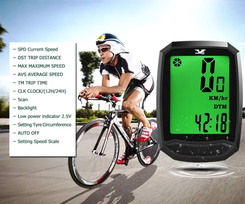 Vista 3 de Velocímetro de bicicleta impermeable e inalámbrico para bicicleta de pista, computadora para bicicleta, odómetro con pantalla LCD y múltiples