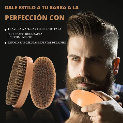 Vista 6 de Cepillo de Cerdas de Jabalí para Cabello y Barba para Hombres - Cepillo Pequeño y Suave para Barba, Cepillo de Bigote de Madera de Bolsillo