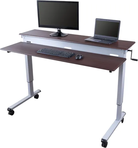 Vista 8 de DESK STORE - Escritorio para computadora ajustable para estar sentado o parado
