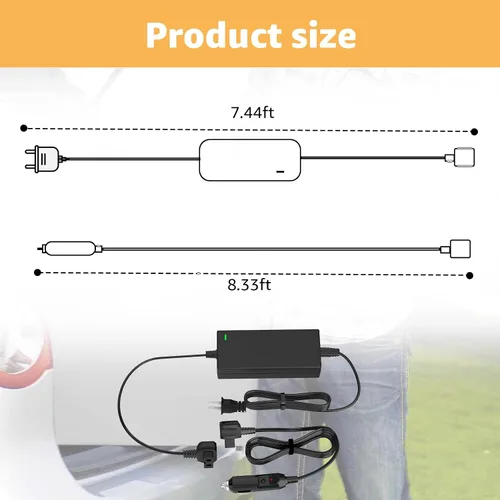 Vista 7 de Cable de alimentación para Bodega, Euhomy, BougeRV, Alpicool, Setpower AC/DC refrigerador de coche AC Adapter & DC Car Fridge Power Cord Kit