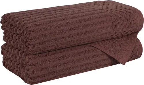 Vista 36 de Superior Juego de 6 toallas de algodón sólido y acanalado, toallas de cara de 13 x 13 pulgadas, toallas de mano de 16 x 28 pulgadas, toallas de baño