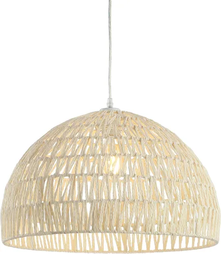 Vista 21 de JONATHAN Y Lámpara colgante LED de cuerda tejida bohemia moderna gris de 8.25 pulgadas, lámpara de techo de cúpula ajustable para isla de cocina