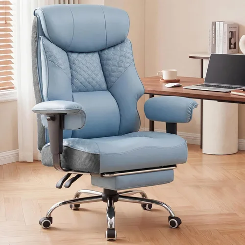 Vista 13 de GTRACING Silla de oficina grande y alta de 400LBS, ergonómica, de tela, diseño de lujo con relieve, silla para juegos con reposapiés, apoyabrazos