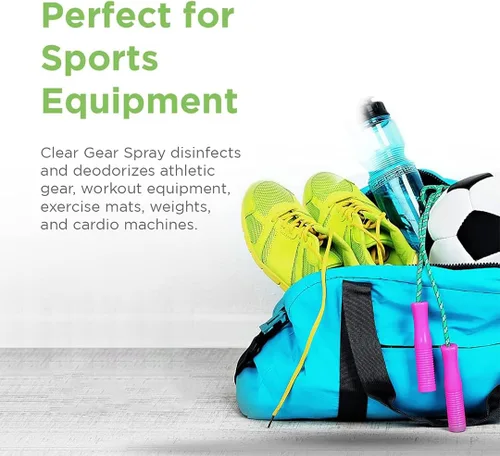 Vista 2 de Clear Gear Limpiador desinfectante y desodorante para equipos deportivos, gimnasios y centros de fitness - Registrado por la EPA, grado