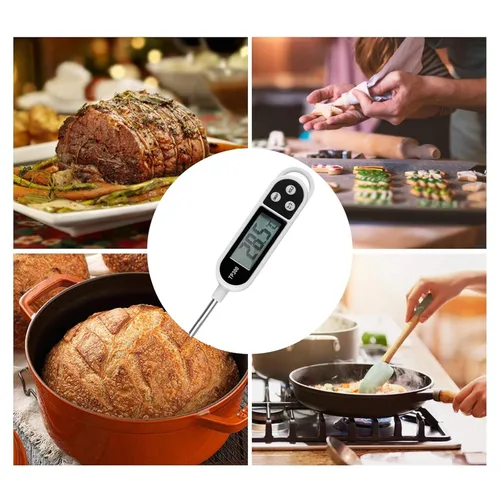 Vista 2 de Termómetros de lectura instantánea Pantalla LCD Termómetro digital para alimentos con sonda de 5.5 pulgadas de largo Termómetro de cocina Medidor