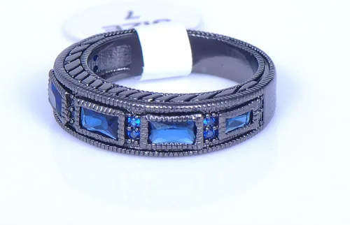 Vista 2 de JunXin par de anillos de amatista púrpura, estilo europeo, color negro, para hombre y mujer (mujer tamaño 5-10 hombre tamaño 5-12)