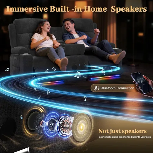 Vista 80 de Sofá de Dos Plazas Reclinable, Sofá Reclinable de Masaje con Gran Capacidad de Peso, Silla de Dos Plazas para RV en Liquidación con Consola, USB