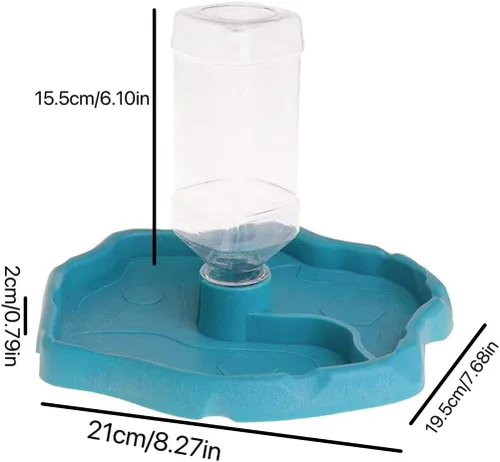 Vista 6 de Bebedero de tortugas Cuenco de agua para reptiles 2 en 1, dispensador automático de agua para reptiles, plato de agua de tortuga, alimentador